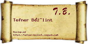 Tefner Bálint névjegykártya