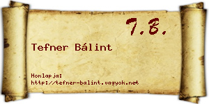 Tefner Bálint névjegykártya